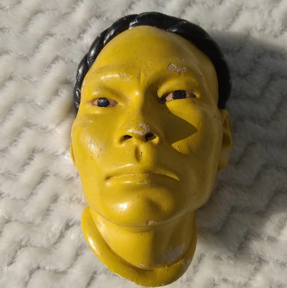 Vintage Yellow Ceramic Wall Mask Pair - Decorative Home Wall Decor